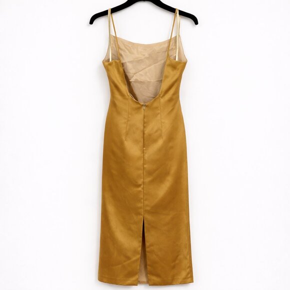 Vintage Watters & Watters Gold Satin Slip Dress NWT Size 10 | 90s Bridal - Picture 2 of 4